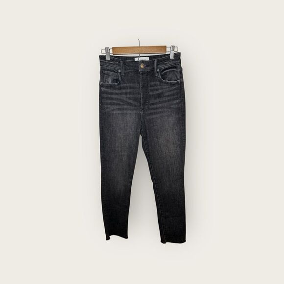 Evereve Ever Straight Jeans Black Washed Raw Hem Size 25 - Picture 1 of 5